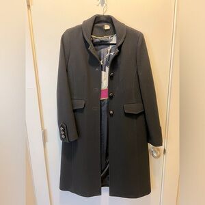 J. Crew Wool Lady Coat Black w/ Leather Buttons